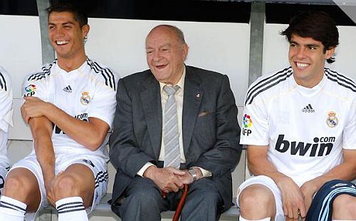 Cristiano Ronaldo e Kakà con Alfredo Di Stefano