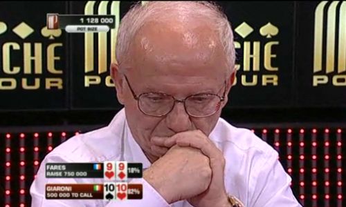 Giaroni in un momento del final table