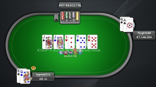 La mano finale dell'ICOOP 5 vinto da Alessandra