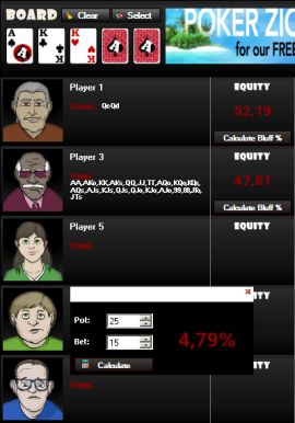 Oltre a calcolare l'equity, Ace Poker Drills offre altre interessanti funzioni