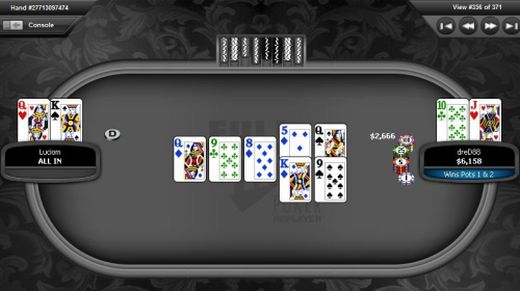 Un momento della celebre sfida gioca su Full Tilt Poker contro luciom