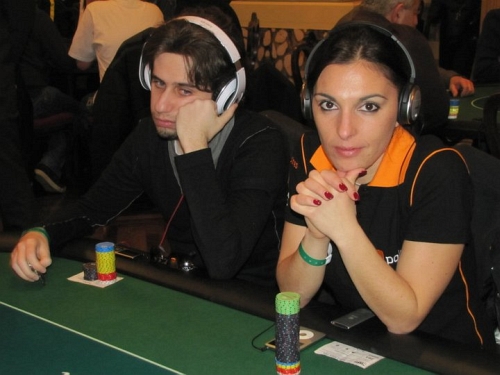 Massimiliano al recente WPT Venezia, al tavolo con la fidanzata Carla Solinas del GD Poker team