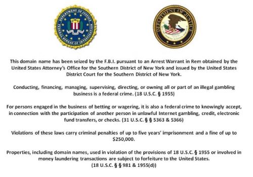 La notifica della confisca da parte dell'FBI