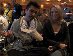 Antonio Esfandiari con le sue immancabili pantofole