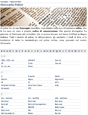 La pagina del nostro nuovo Glossario