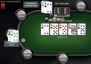 La mano conclusiva dell'ICOOP 1, con realmouton che cede a Pier Paolo Fabretti