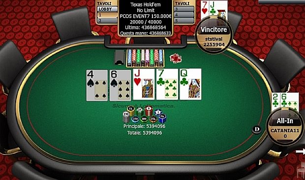 La mano che ha decretato la vittoria di ststival: allin al flop con CATANIA11