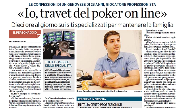 Un estratto dalla pagina dell'intervista a Rocco Palumbo apparsa su 'Il Secolo XIX'