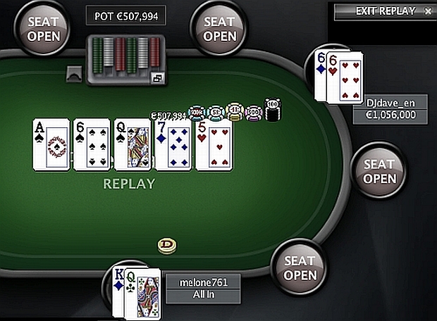 La mano che ha permesso a Davide di vincere l'High Roller di PokerStars qualche settimana fa per oltre 11mila euro. Quasi quanto incassato in una sola mano di cash game...
