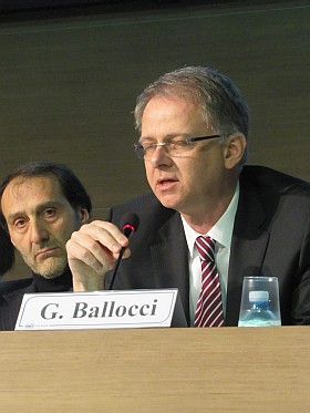 Gianluca Ballocci durante l'intervento al convegno di ieri
