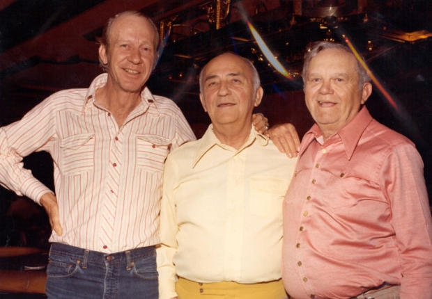 Amarillo Slim in una foto d'epoca con Johnny Moss (al centro) e Benny Binion (a destra)
