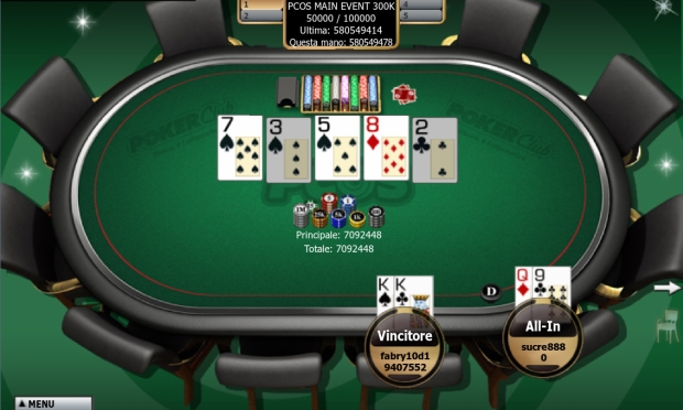La mano conclusiva del PCOS Main Event fra fabry10d1 e sucre888