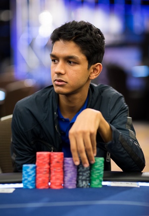 Dhru Patel, in testa dopo il day 1 A (courtesy Neil Stoddart)