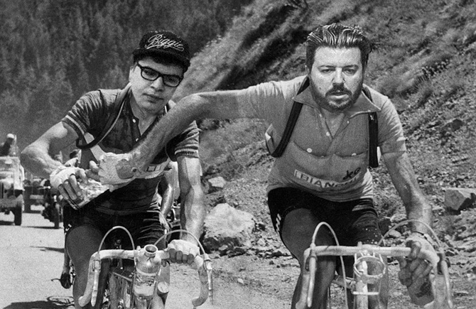 Come Bartali e Coppi, Max Pescatori e Mustapha Kanit rivali nella scalata all' Italian All Time Money List (photoshop by Domenico Gioffré)