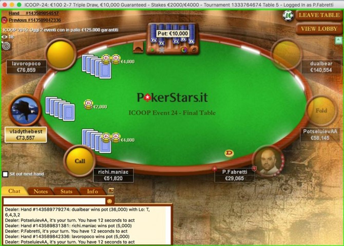 Il tavolo finale nel Deuce-to-Seven Triple Draw