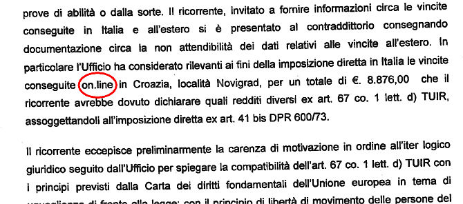 Un estratto dalla sentenza del primo ricorso di Salvatore: incredibile ma vero!