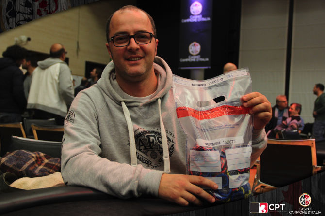 Vincenzo Mandriota ieri a fine day 2 (courtesy of Campione Poker Team)