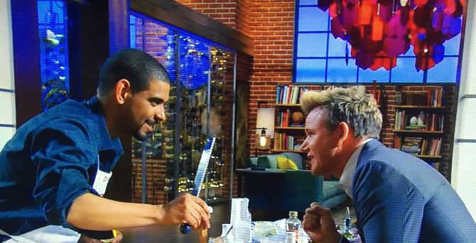 David con chef Ramsay durante una puntata