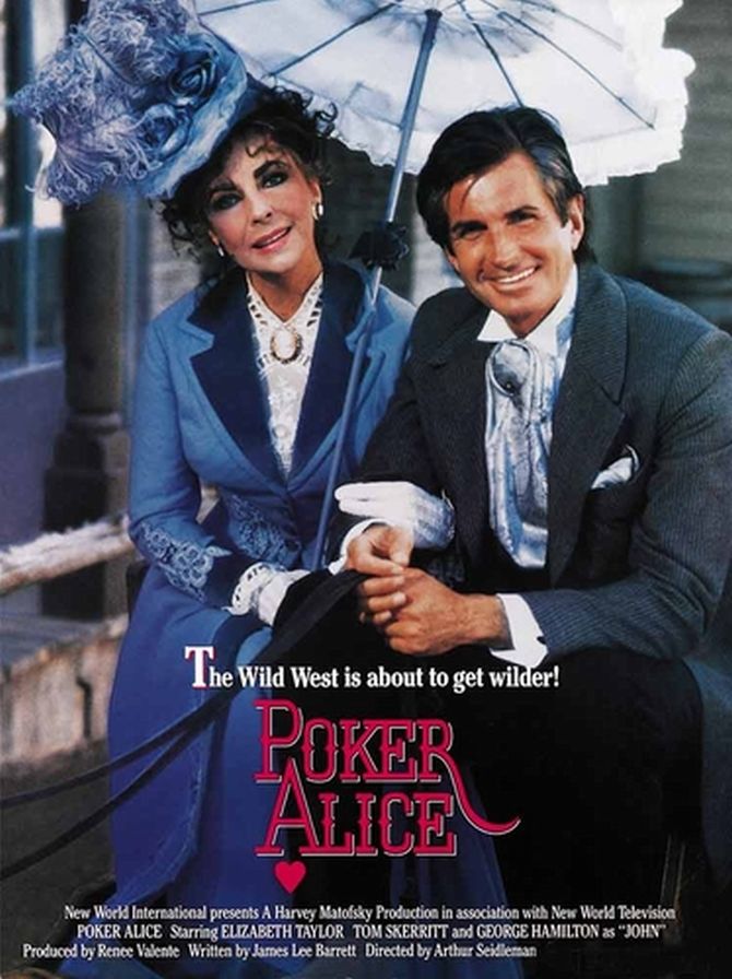 Il manifesto di un film tv sulla vita di Poker Alice, impersonata nientemeno che da Liz Taylor