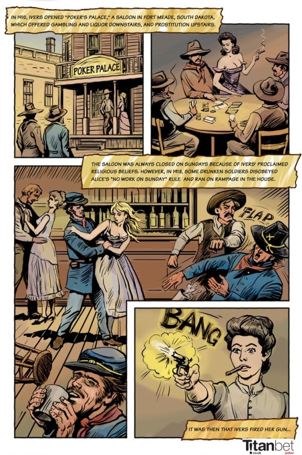 Un'altra serie di vignette, raffiguranti stavolta la storia del soldato ubriaco poi ucciso da Alice (Courtesy of Titanbet)
