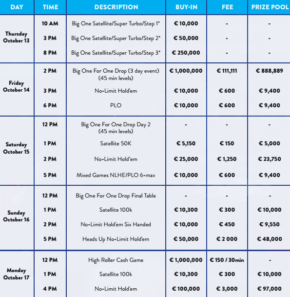 Calendario One Drop Extravaganza