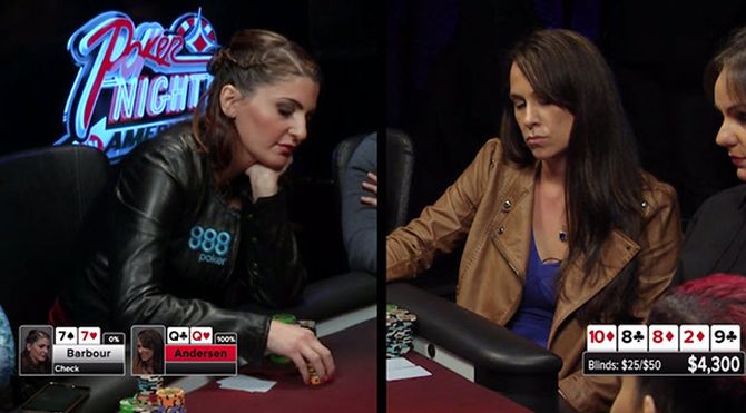 Natasha Barbour e Danielle Andersen, qui una contro l'altra in "Poker night in America"
