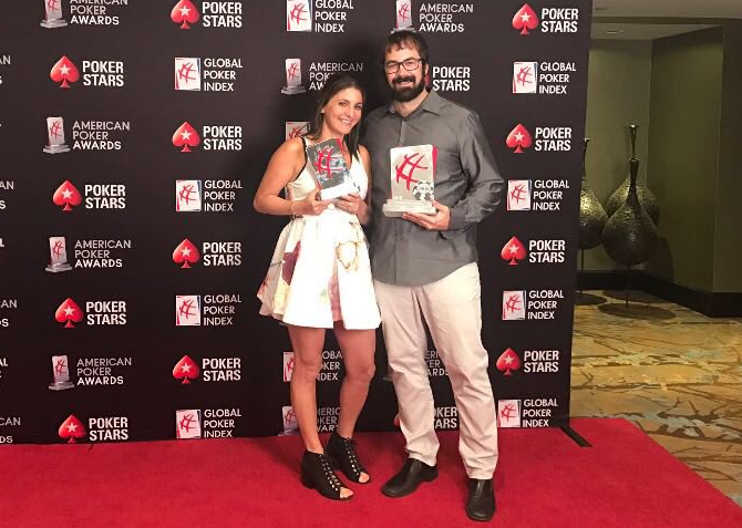 Natasha Barbour con Jason Mercier agli ultimi American Poker Awards