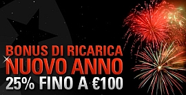 PokerStars.it: bonus di ricarica fino a 100 Euro