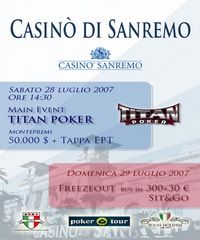 Torneo al Casino di Sanremo: 50k garantiti