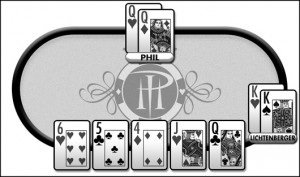 Phil Hellmuth ed una bella ‘donna’ al river