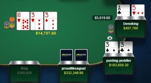 Denoking tenta un bluff coraggioso per 200.000$ ma l'avversario ha poker