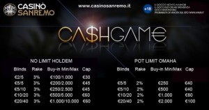 Casinò Sanremo: cash game con nuovi limiti, Cap e rake 2% e 3%, più tavoli high stakes