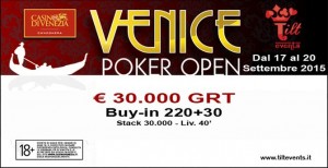 Venice Poker Open dal 17 settembre, con 30.000€ di montepremi garantito