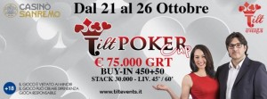 La Tilt Poker Cup sbarca a Sanremo dal 21 ottobre con 75.000€ garantiti