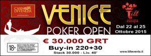 Venice Poker Open dal 22 ottobre con garantito da 30.000€ e un Super Freeroll