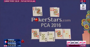 Scala reale al PCA 2016 Main Event: che fortuna per Phillip McAllister!