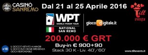 WPT National Sanremo, ci siamo! Dal 21 al 25 aprile il Main Event da 200.000€