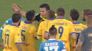 Scommesse: sospetti su Napoli-Frosinone, 15.000€ puntati sull'espulsione