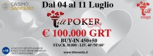 Tilt Poker Cup: a Sanremo l'11esima edizione con 100.000€ gtd