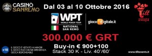 WPTn Sanremo: il programma completo, il Main Event da €300.000 GTD