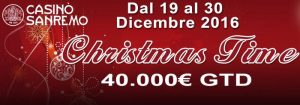 Natale al Casinò di Sanremo con il Christmas Time e 40.000€ Garantiti