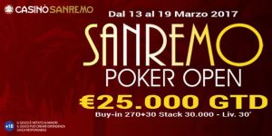 Nel week end torna il Sanremo Poker Open con montepremi da €25.000 GTD