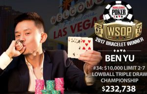 WSOP 2017: Ben Yu nega il trionfo a Shaun Deeb e festeggia la doppietta