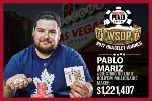 WSOP 2017: il canadese Pablo Mariz diventa milionario con il Millionaire Maker