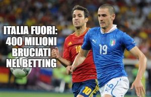 Betting news, il disastro mondiale dell'Italia costa €400 milioni ai bookies: gli scommettitori perdono €8 milioni
