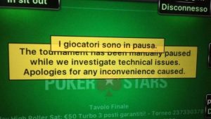 Problemi tecnici su Pokerstars, tornei annullati e suddivisione dei premi in base alle chips