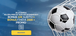 Registrati su Eurobet: 10€ più bonus fino a 200€ e 1 mese gratis su Dazn