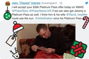 Joe Ingram e PokerStars realizzano un "miracolo" di Natale: un giocatore amatoriale al 25k delle Bahamas