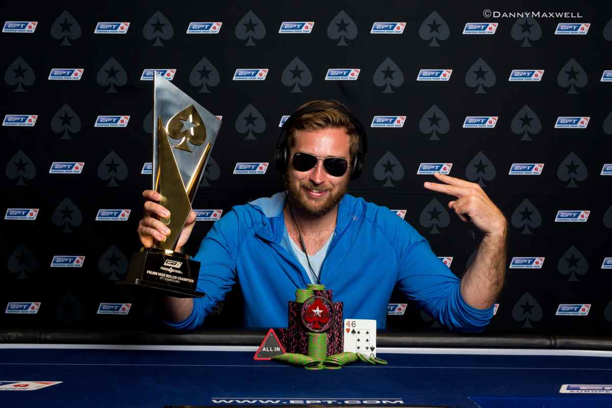 Connor Drinan dopo l'EPT HR vinto a Barcellona nel 2016 (courtesy of Danny Maxwell - Pokernews)