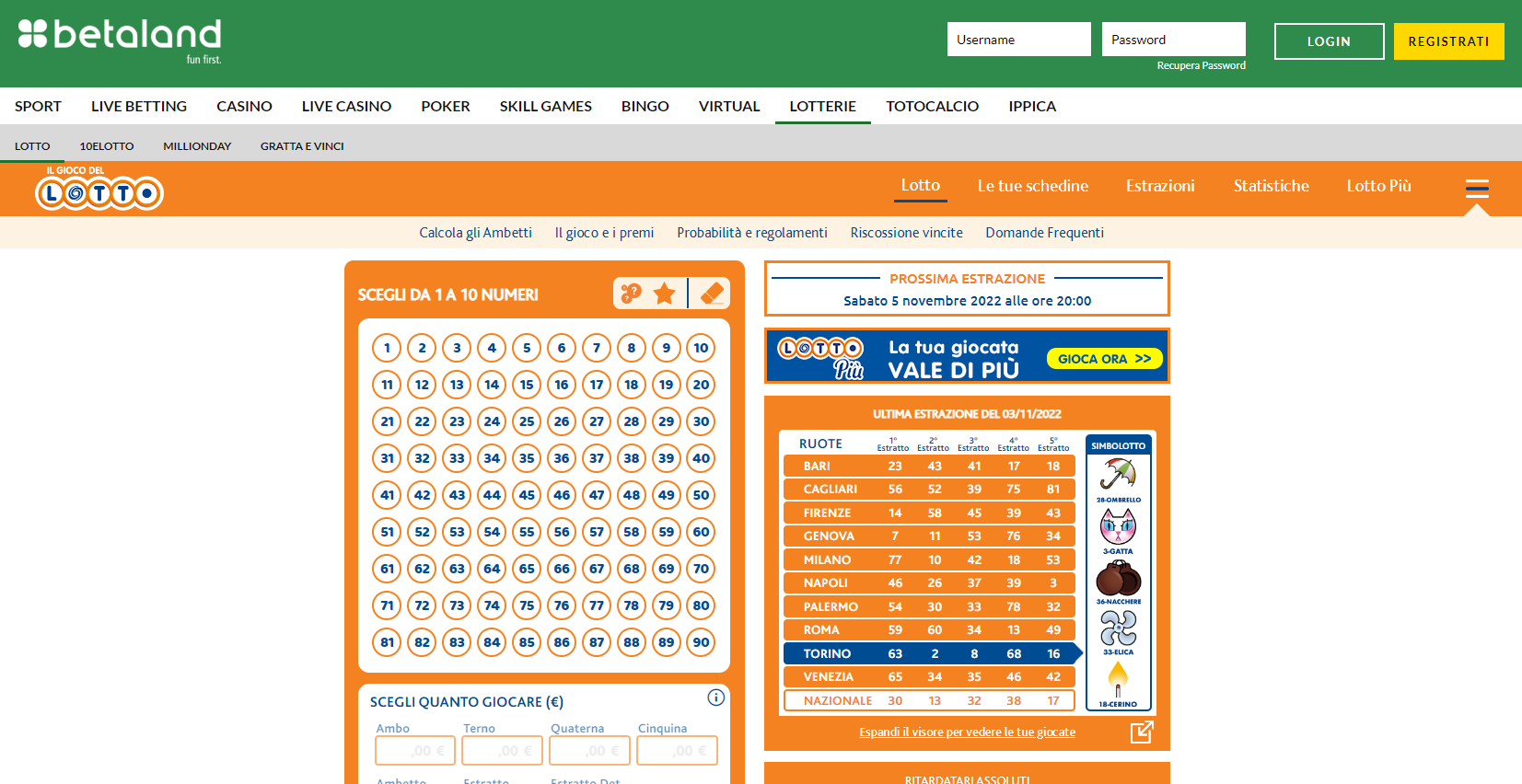 Capture d écran de l interface Betaland montrant les jeux et promotions